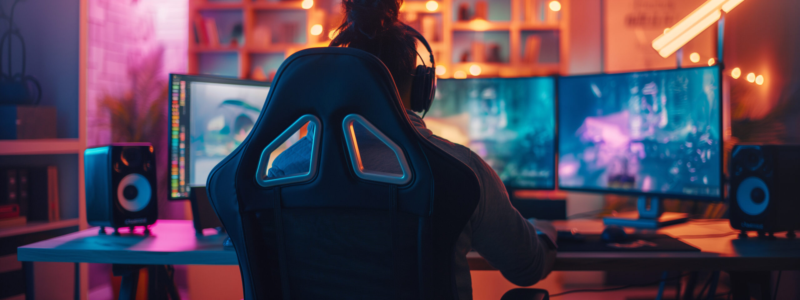 A young gamer playing online game